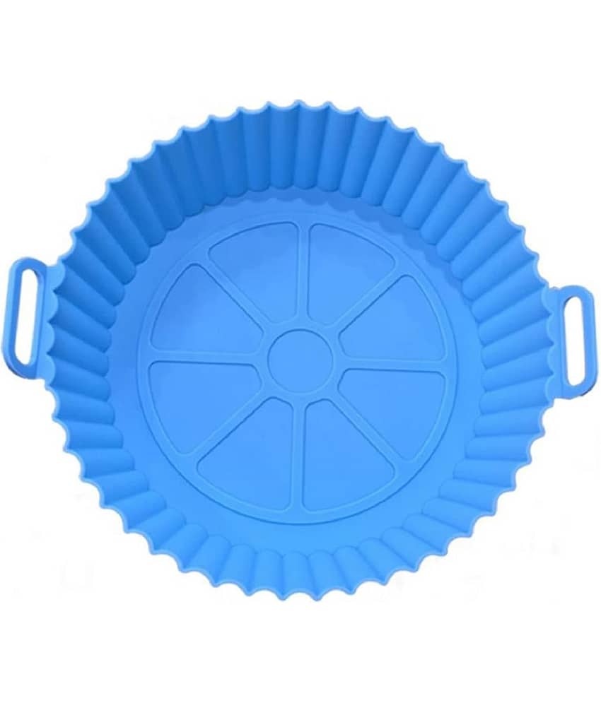 VillWin Air Fryer Liners I Round Silicone Basket Baking Tray I Pot with Ear Handles I Nonstick Reusable Heat Resistant