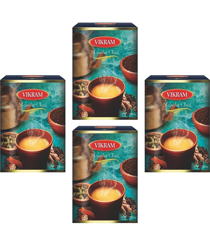 Vikram Masala Chai Twisted with 5 Spices,250 Gram Pack of 4 Assam Tea Powder Tea 1000 gm