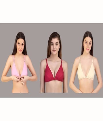 Desiprime Pack of 3 Cotton Non Padded Women's T-Shirt Bra ( Multicolor )