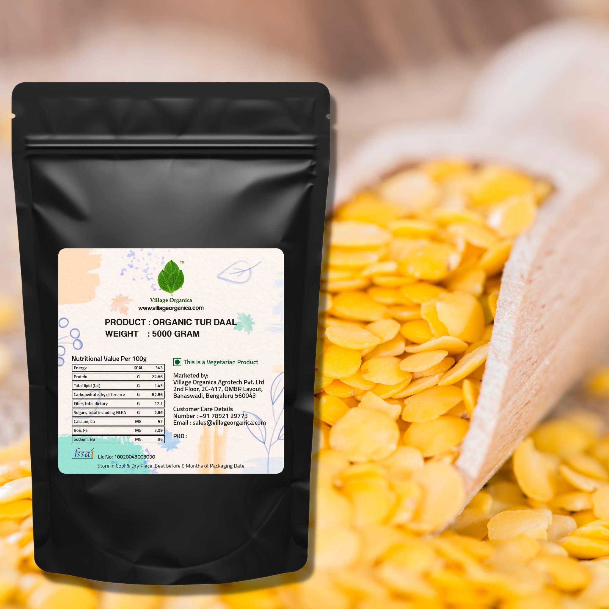 Organic Toor Dal (Arhar dal) - 1000g