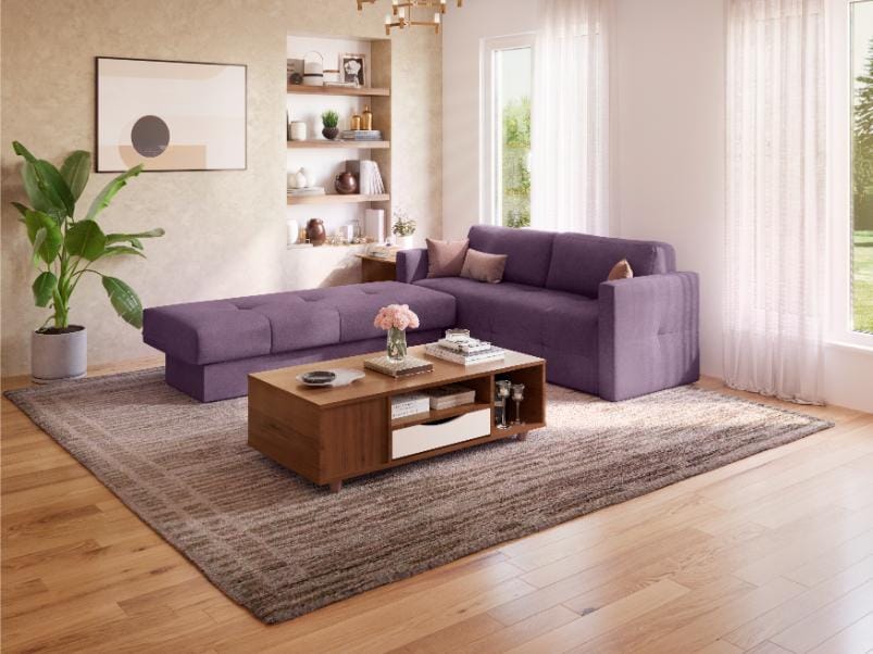Cubicon Sofa Bed (Fabric, Purple)