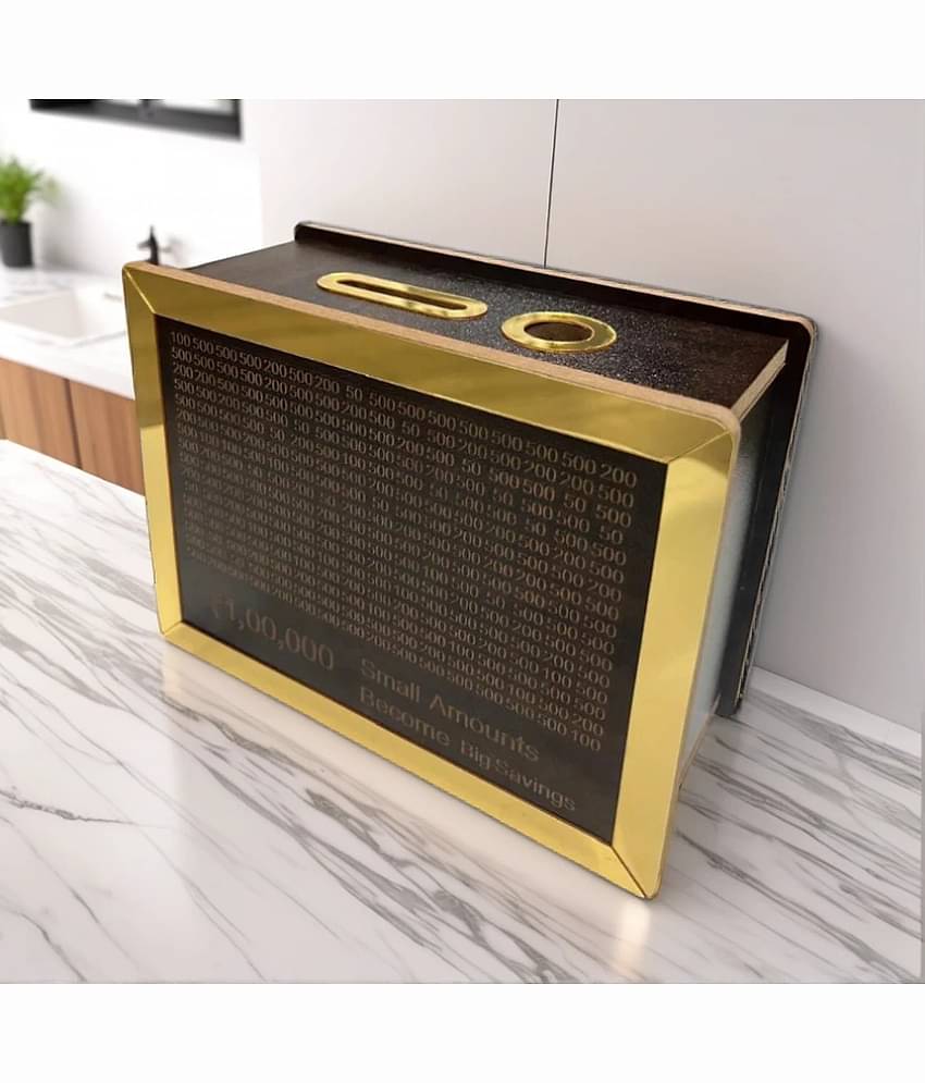 Radhe Creation Wood Brown Piggy Bank ( Pack of 1 )