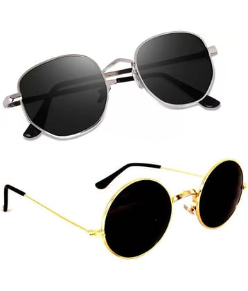 Elligator Silver Panto Sunglasses ( Pack of 2 )