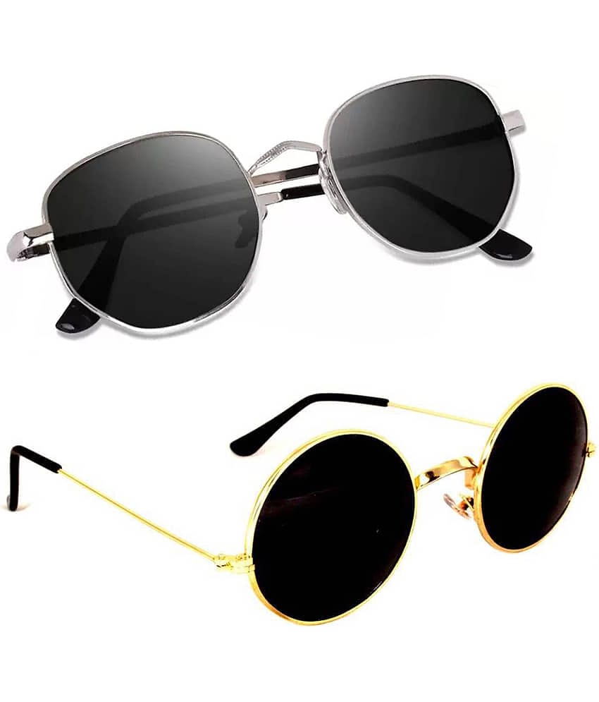 Elligator Silver Panto Sunglasses ( Pack of 2 )