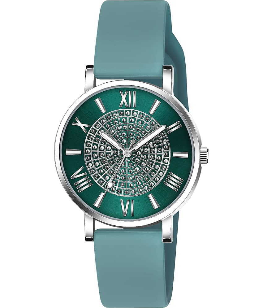 Crestello Green Silicon Analog Womens Watch