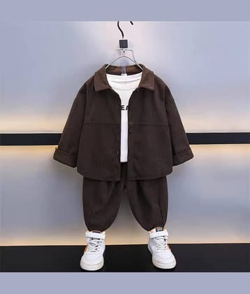 Ocvito Pack of 1 Boys Woollen Shirt & Pants Set ( Brown )