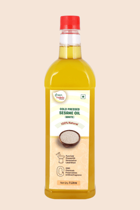 Green Habits Cold Pressed White Sesame Oil (1 Litre) | 100% Natural & Unrefined | Cooking & Skincare