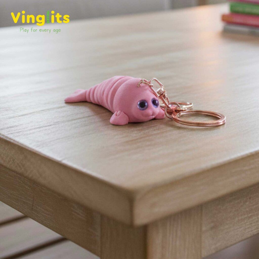 Vinglits Aqua Squad 3D Printed Keychains – Articulated Animal Toys, Pocket-Friendly Keyrings, Stress Relief Desk Toys for Kids & Adults, Collectible Accessories (Seal - Wobble)