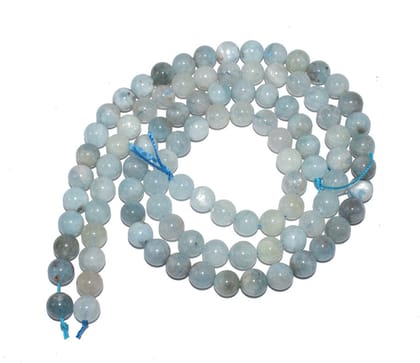 Aquamarine Natural Semi Precious Beads For Jewelry Making 1 String of 48 Pcs (8 MM) , SEP-909-1 String 48 Pcs / 8 MM