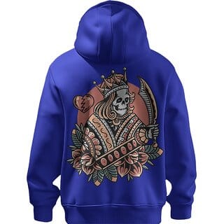 BULL CLOTHING Men's Dark Blue Hoodie King Printed Design 60 Cotton 40 Poly 280 GSM Fleece