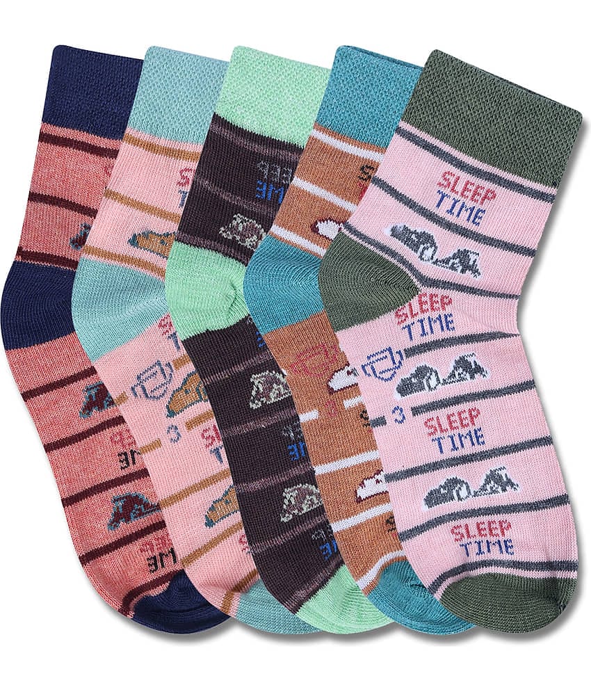 Dollar Multicolor Cotton Blend Boy's Ankle Length Socks ( Pack of 5 )