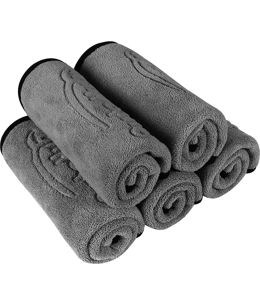 Auto Hub Grey 600 GSM Drying Towel For Automobile ( Pack of 5 )