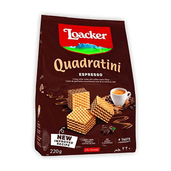 Loacker Quadratini Espresso Wafer, 220 gm