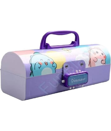 DENFE Plastic Pen Pencil Box Suitcase Style Password Lock Pencil Case Multi-Layer Pencil Box Stationary Organizer Case for Boys Girls Kids
