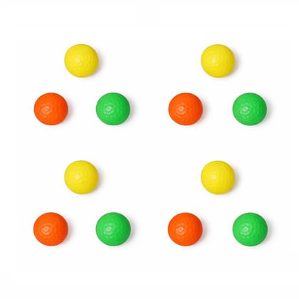 KARTHI7OCT STORE Mini Strong Plastic Balls (Pack of 12) - Multicolor - 36 mm Diameter Training Golf Balls - Dimpled Plastic Balls for Indoor Practice, Games & Sports Training