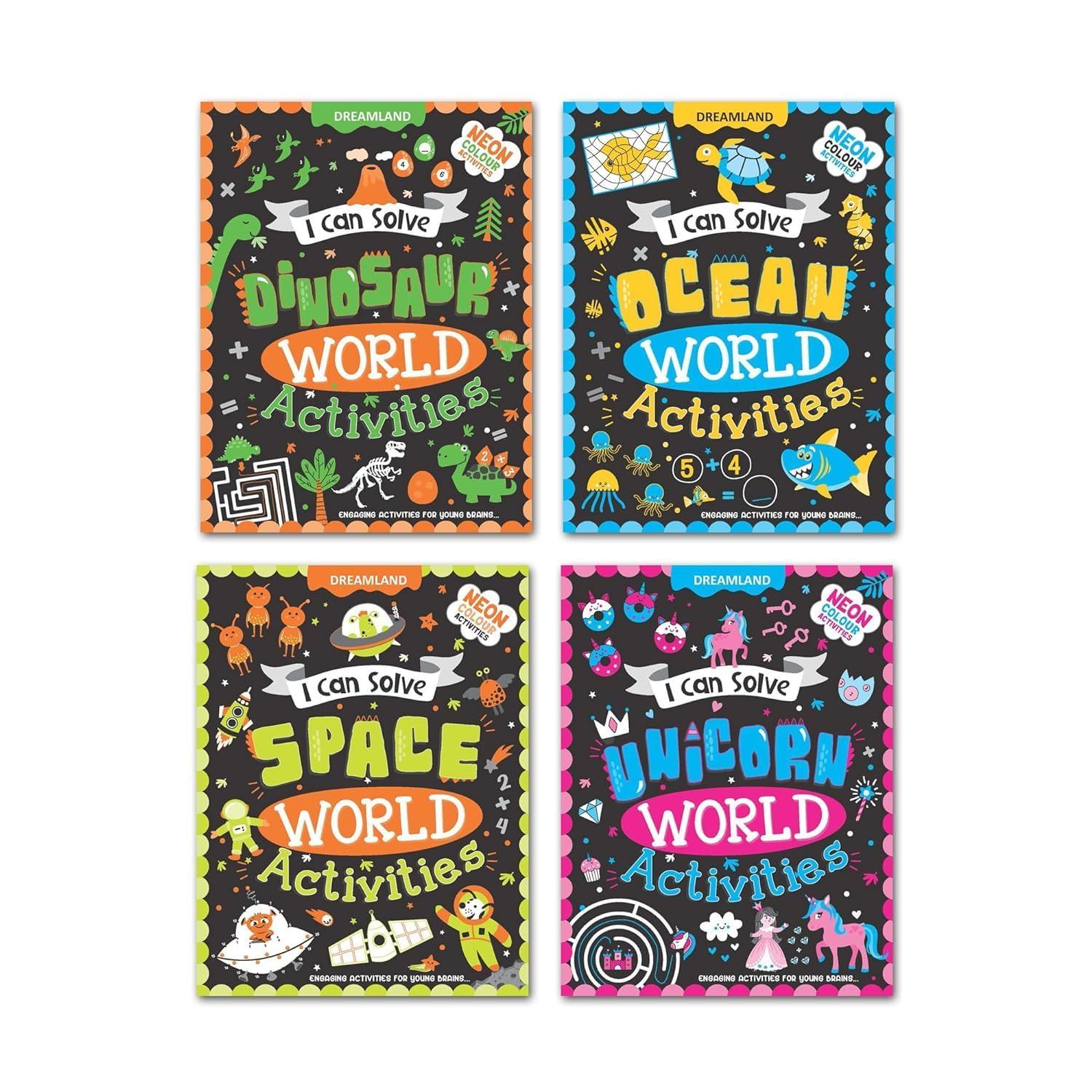 I Can Solve Activities Pack- A Set of 4 Books - I Can Solve Activity Book for Kids Age 4- 8 Years | With Colouring Pages, Mazes, Dot-to-Dots [Paperback] Dreamland Publications
