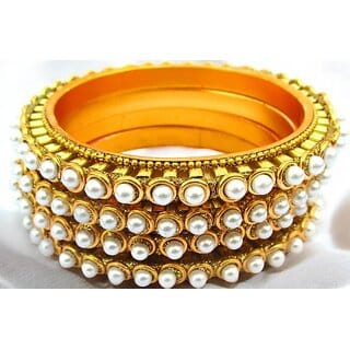 Omsar Jewelry Copper Gold-plated Kada (Pack of 4)