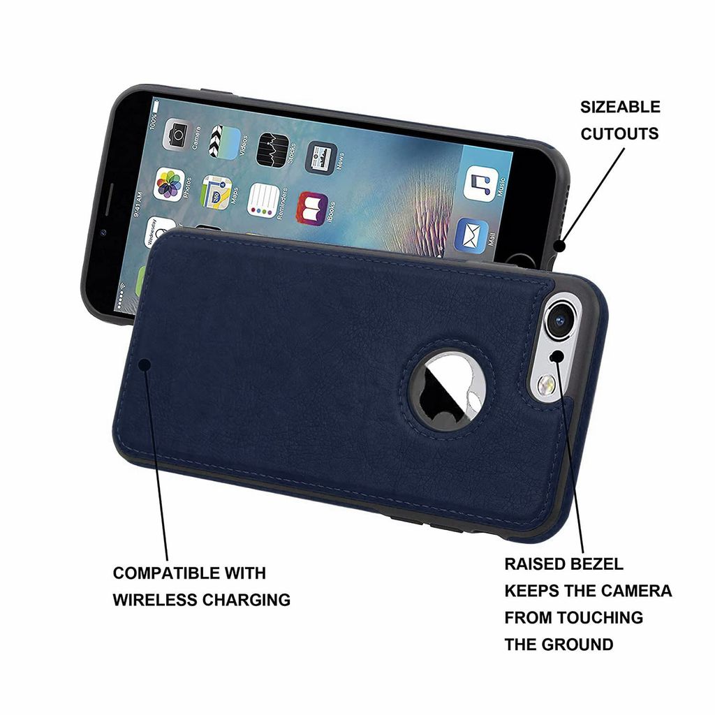 LIRAMARK PU Leather Flexible Back Cover Case Designed for iPhone 7/8