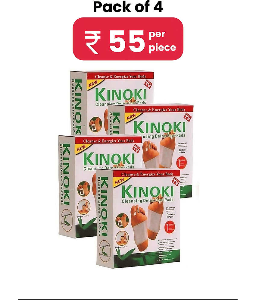 Kinoki Cleansing Detox Foot Patches 10 Adhesive Pads Kit Natural Unwanted Toxins Remover Pack of 4