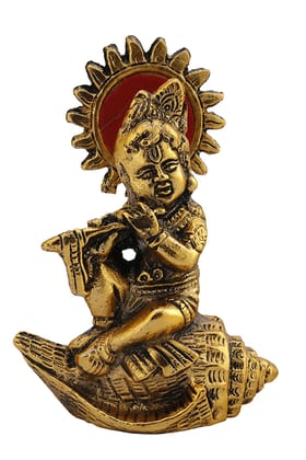 DreamKraft Lord Krishna on Sankh Idol Showpiece for Home Decor Gift and Puja Article