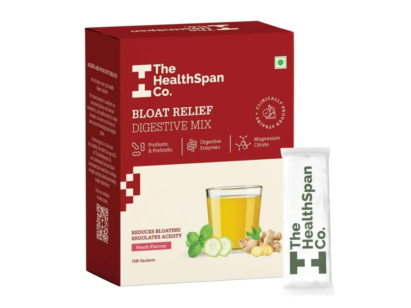 The Healthspan Co. | Relieves chronic bloating, gas, acidity & constipation | Probiotics For Men & Women | Digestive Enzymes & Magnesium | 15 Day Pack