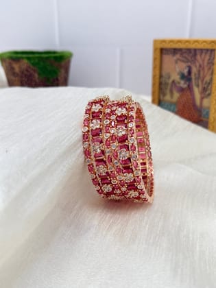 Designer Ruby Pink Bangle Bracelet Set in Beautiful Luxurious Stones 5103-2.4 / One Set as in Image
