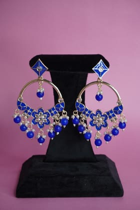 Blue colour chandbali earing-One Size