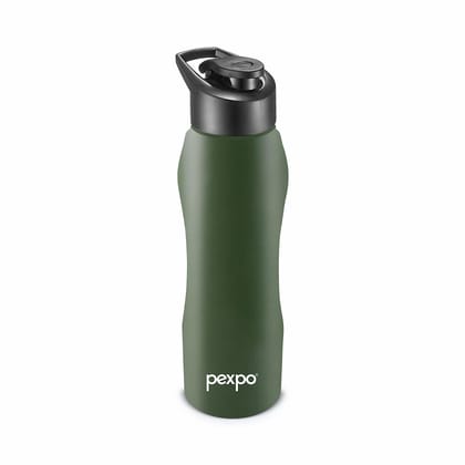 PEXPO Stainless Steel Sports/Fridge Water Bottle, 750 ml, Military Green, Bistro Xtreme | Wide Mouth & Leak-Proof Water Bottle