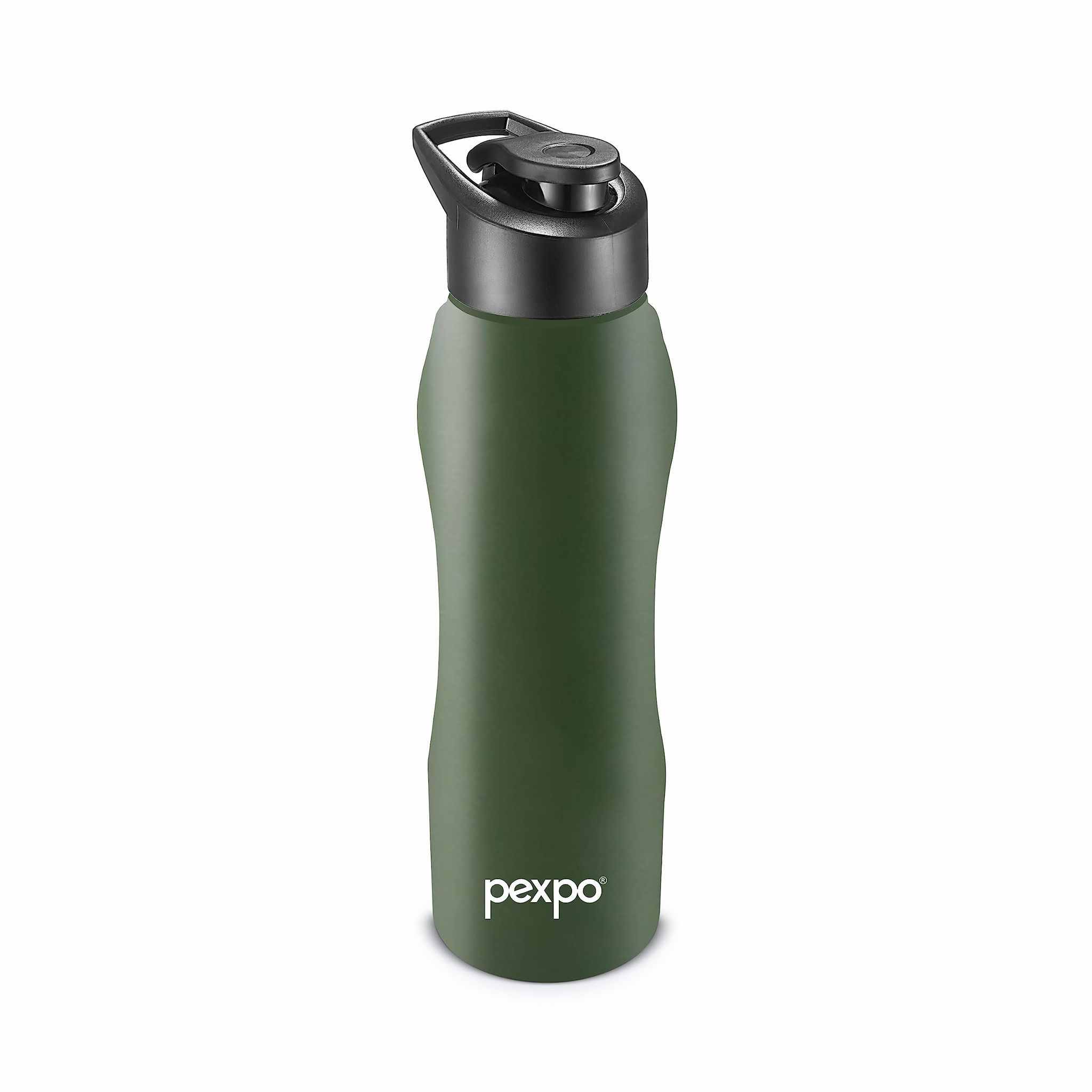 PEXPO Stainless Steel Sports/Fridge Water Bottle, 750 ml, Military Green, Bistro Xtreme | Wide Mouth & Leak-Proof Water Bottle