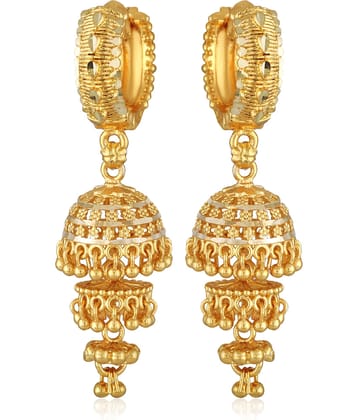 Vighnaharta Golden Jhumki Earrings ( Pack of 1 )