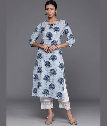 Varanga Cotton Printed Straight Women's Kurti - Blue ( Pack of 1 )
