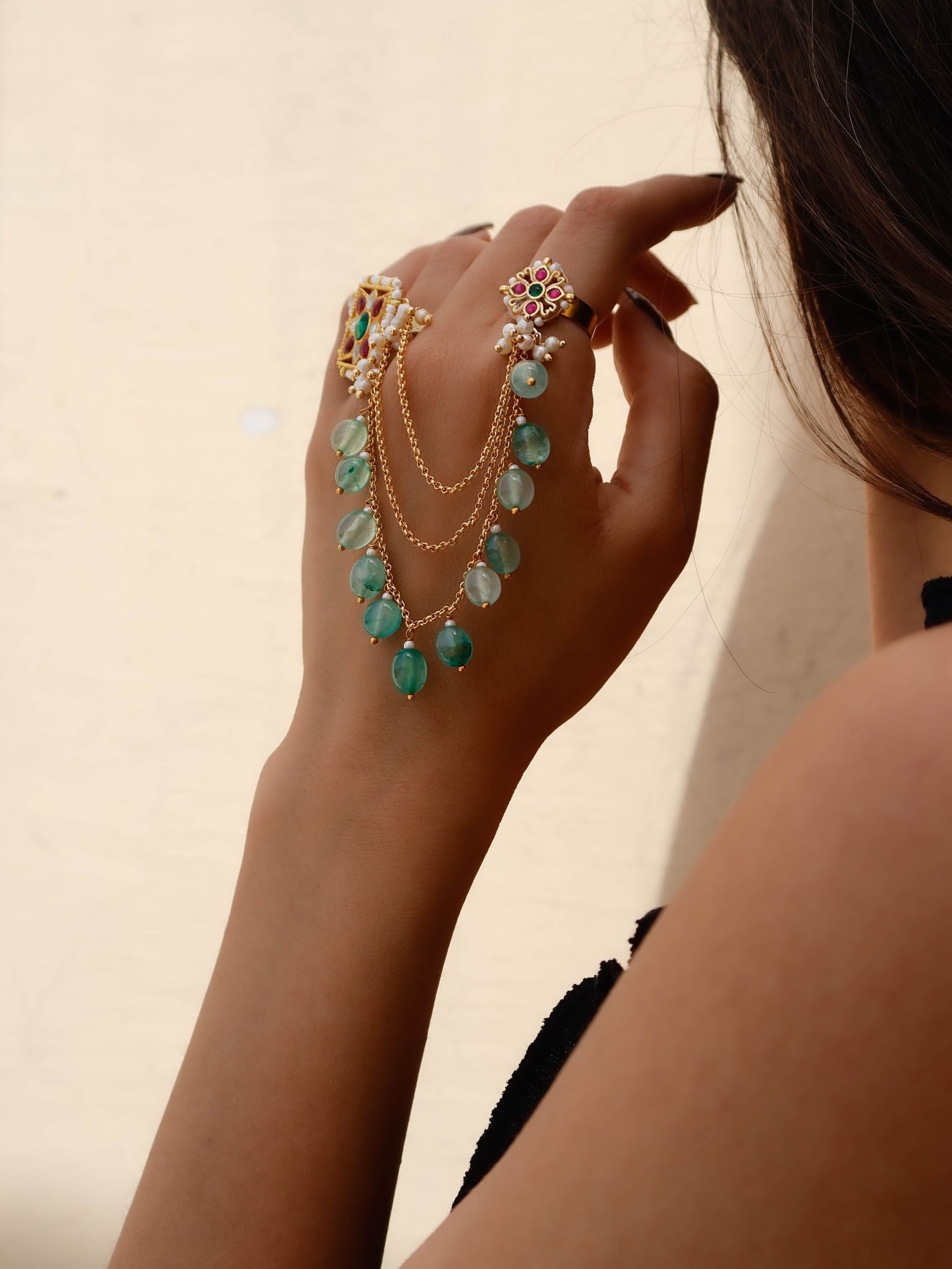 Sylvia Green- Red Kundan Ring-Red
