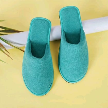 Women's House Soft Slippers Closed Toe comfortable Sole Bedroom Indoor Carpet Home Slipper Women Slippers (Green , 5)