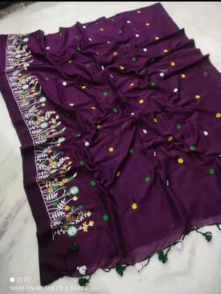khadi cotton embroidery design saree