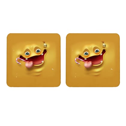 Multicolor Cute Christmas Monster Set Of 2 Square Wooden Coaster