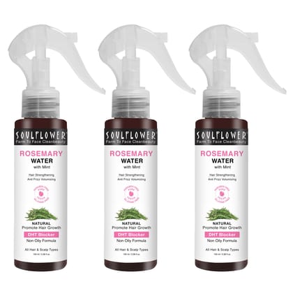 Soulflower Rosemary Water Spray Value Pack | Niacinamide & Mint |Hair Spray for Regrowth | Anti-Hair Fall | Rosemary Hair Mist | Cooling & Relaxing | Strengthens Hair | All Hair Types 100ml Pack of 3 Soulflower Rosemary Water Spray Value Pack | Niacinami