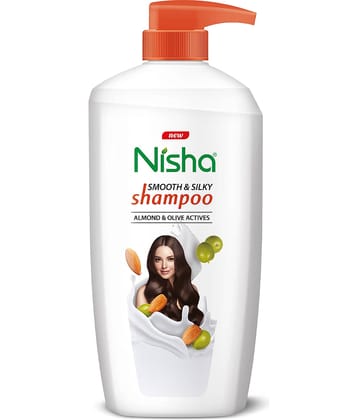 Nisha Smooth & Silky Shampoo for Women Men 650ml, Almond & Olive Actives Shampoo for Naturally Soft Silky Hair