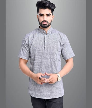 QuaClo - Grey Cotton Blend Men's Shirt Style Kurta ( Pack of 1 )