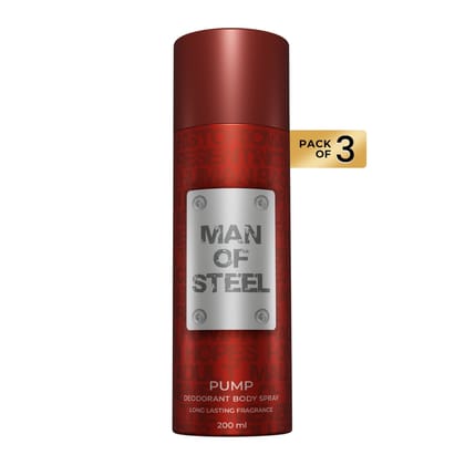 Denver Pack of 3 Pump Deodorants 200ML Each- Man of Steel