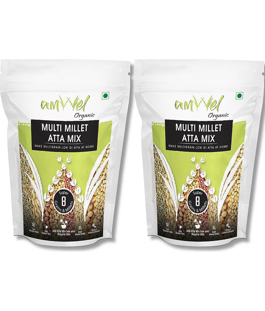 Amwel Multi Millet Atta Mix | 8 Grains | No Wheat | Diabetic Friendly 1.8 kg Pack of 2