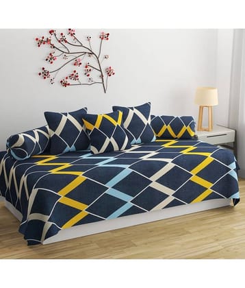 Apala Microfibre Abstract Diwan Set 6 Pcs - yellow