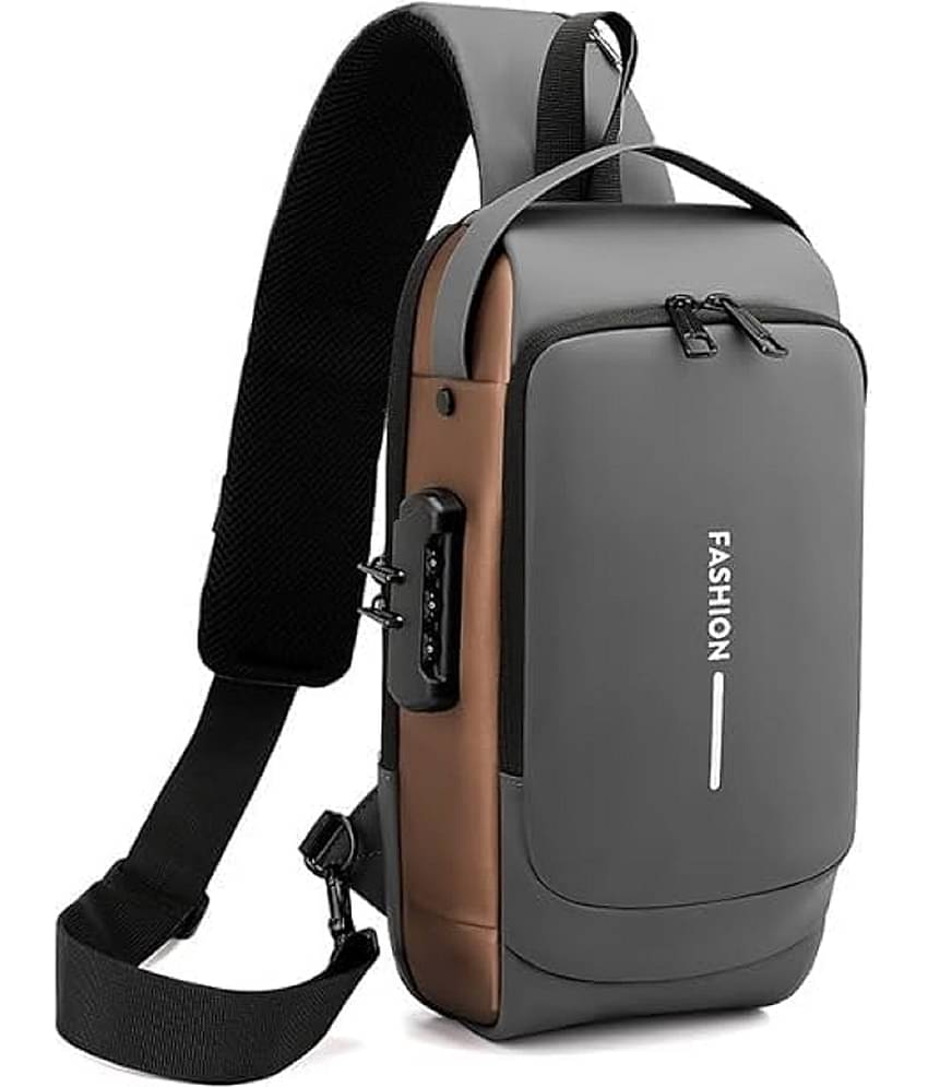 Gjshop Grey Solid Messenger Bag