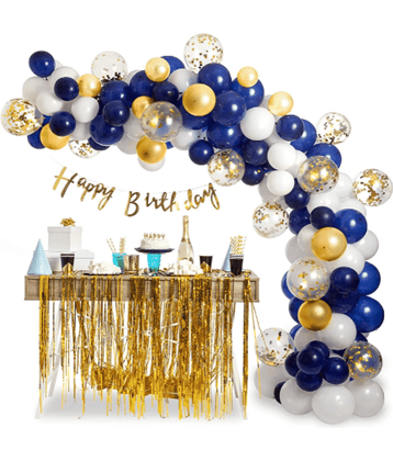 Jolly Party  Blue,Golden And White Balloon Combo Of 102 Pc