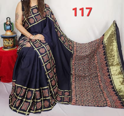 Ajrakh Print Modal Silk Style 51-Ajrakh Print