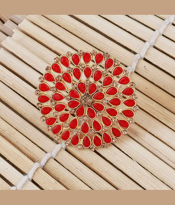 Round Gold Tone Adjustable Traditional Finger Ring For Women And Girl