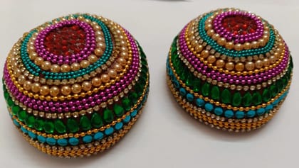Handcrafted Multi Colour Kundan and Studded Coconut Shell Balls