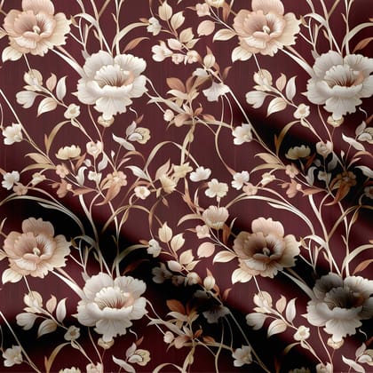 Chocolate Flowers Print Fabric-Cotton