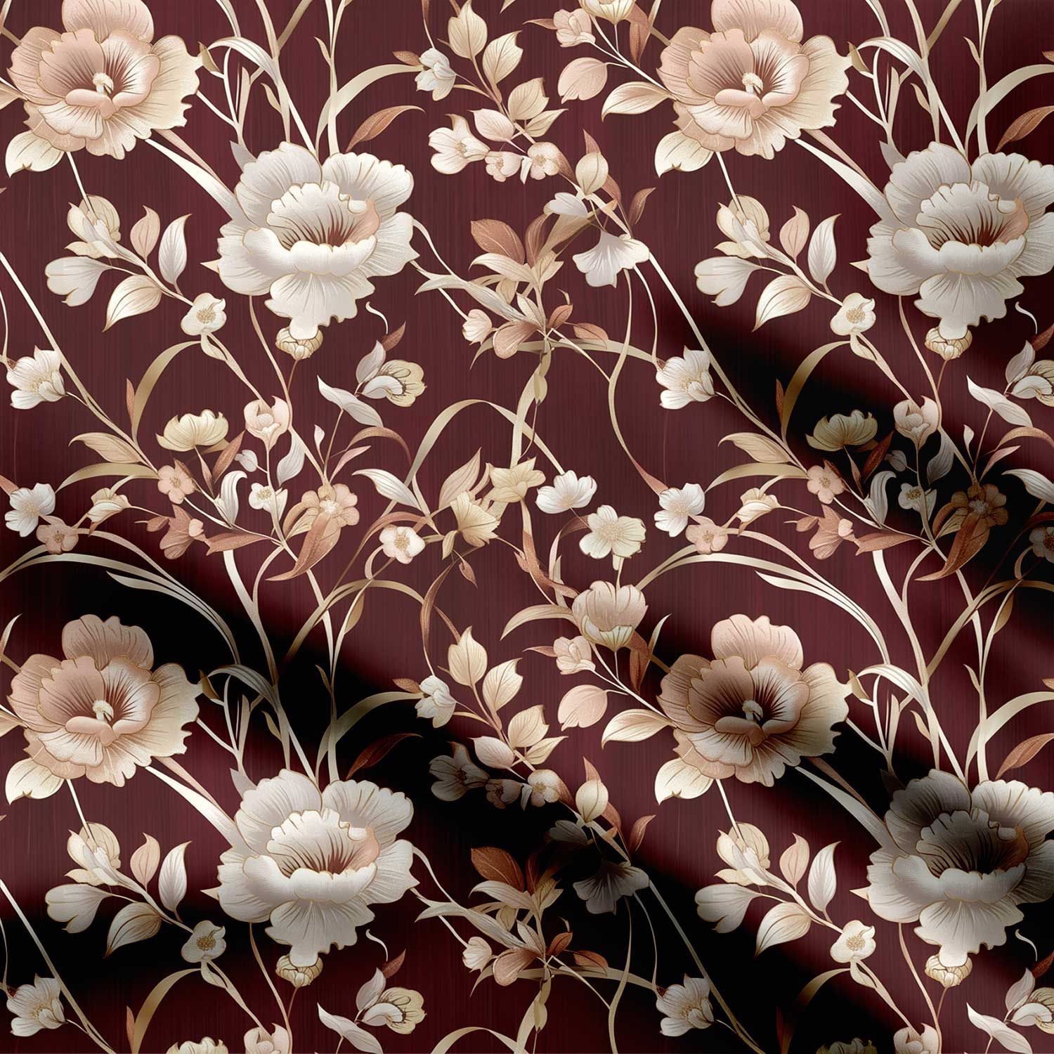 Chocolate Flowers Print Fabric-Cotton