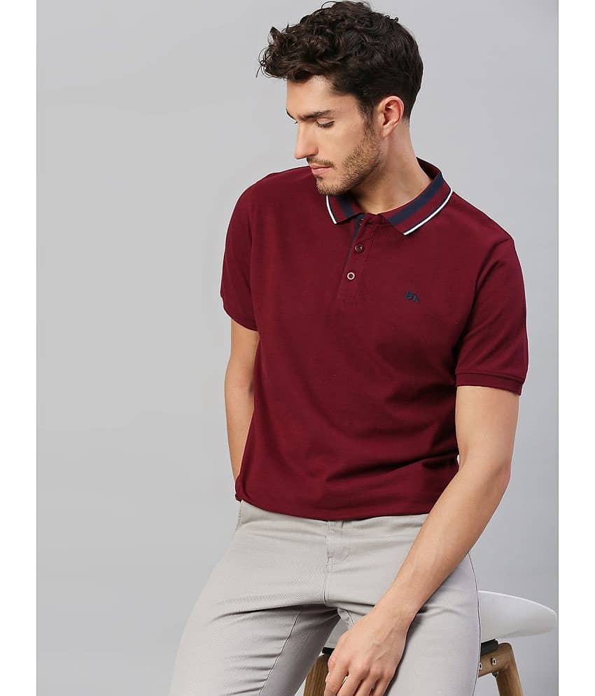 Dennis Lingo - Wine Cotton Blend Slim Fit Men's Polo T Shirt ( Pack of 1 )