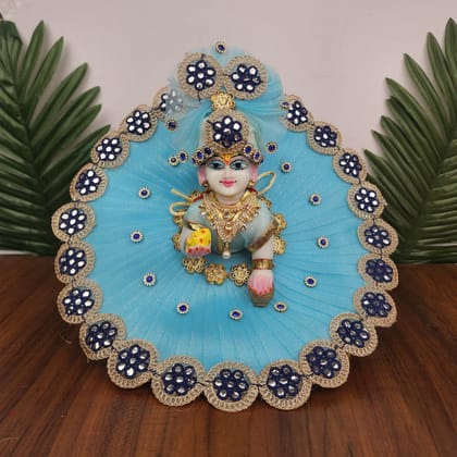 Sky Heavy Dress for laddu gopal ji with pagdi-3